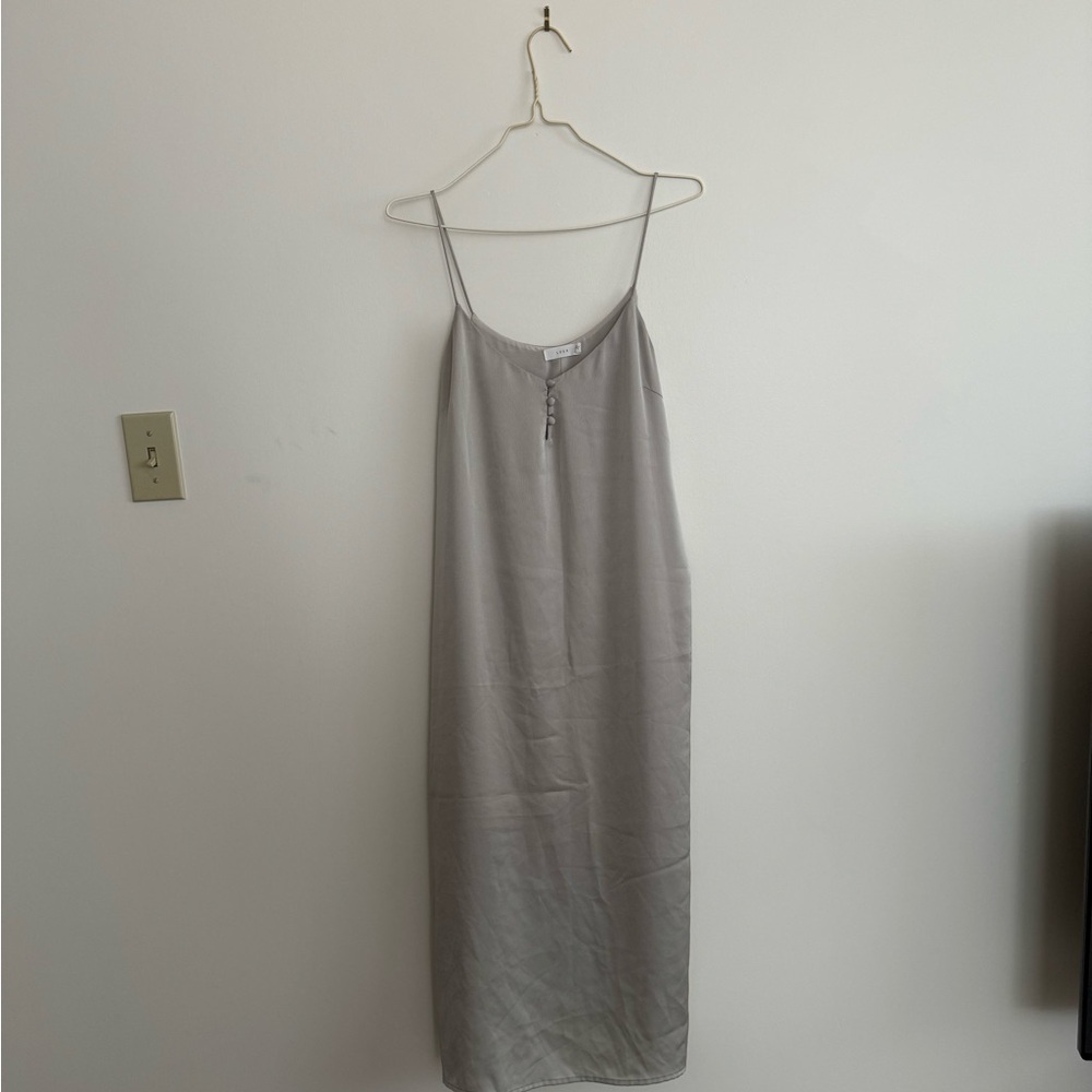 Elegant Grey Silk Slip Dress